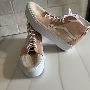 Vans Sk8-Hi Tapered Stackform Pink Suede Womens size 8.5 High Top Shoes Platform